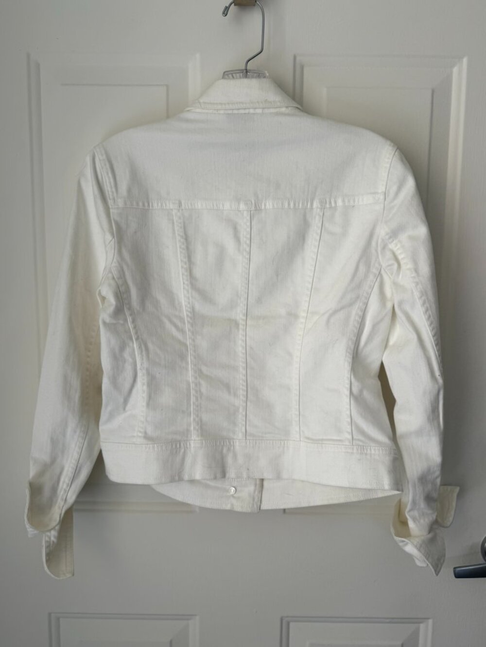 Talbots Petite White Jean Jacket with French Cuffs - Picture 6 of 7